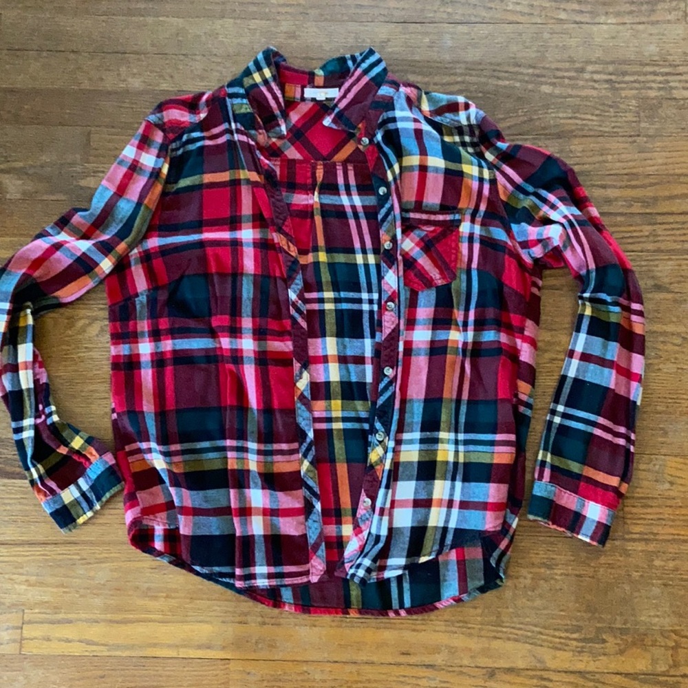 Maurice’s green and red plaid flannel
